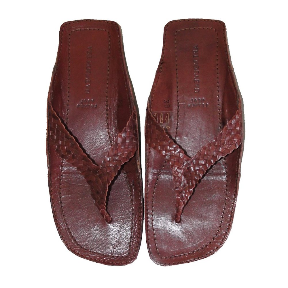 Italian Woven Leather Thong Sandals 39